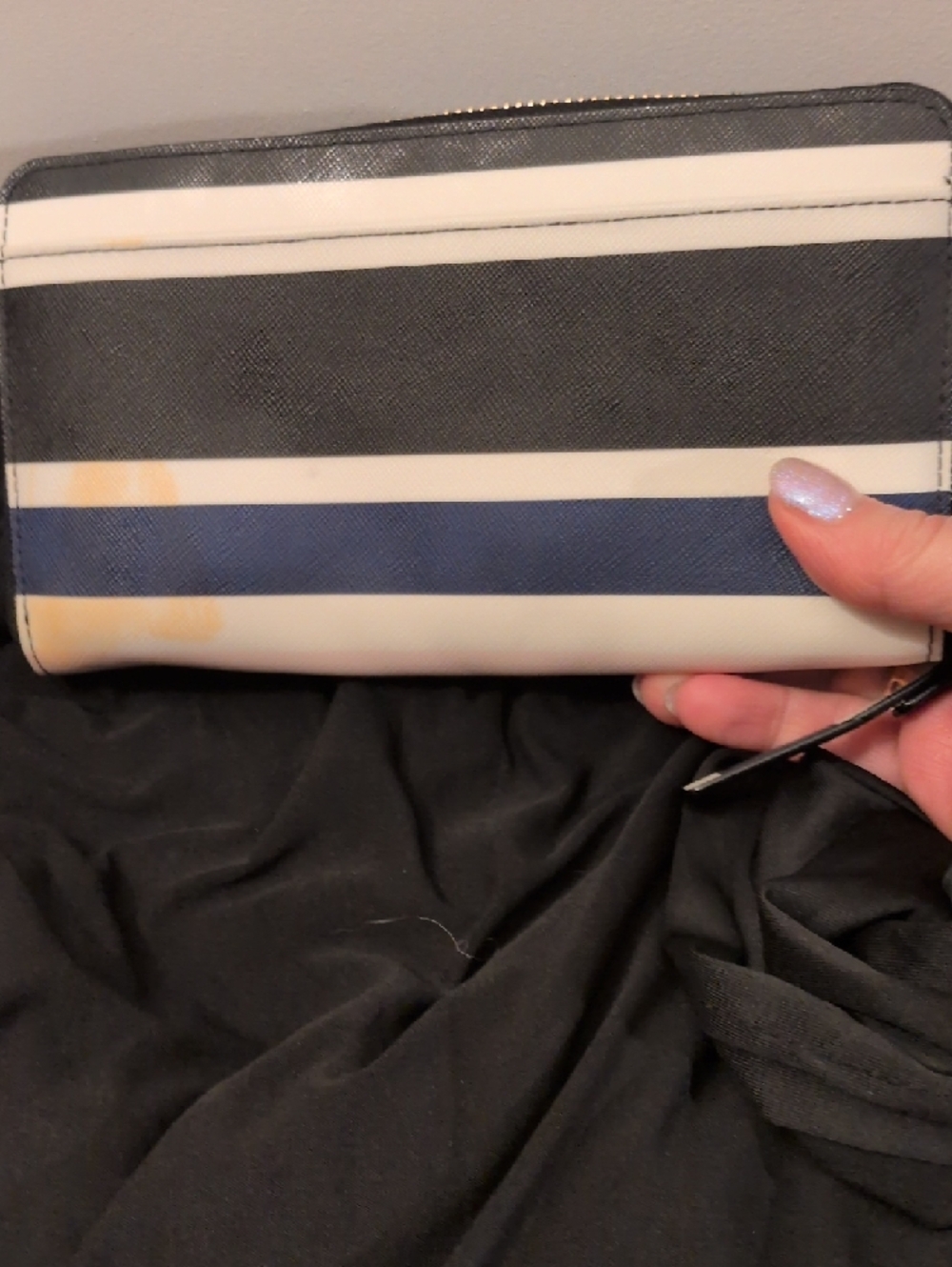 kate spade Navy, Blush & White Striped Zip Wallet - Picture 13 of 13